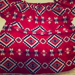 Aztec Print Off the Shoulder Tank Top size Large